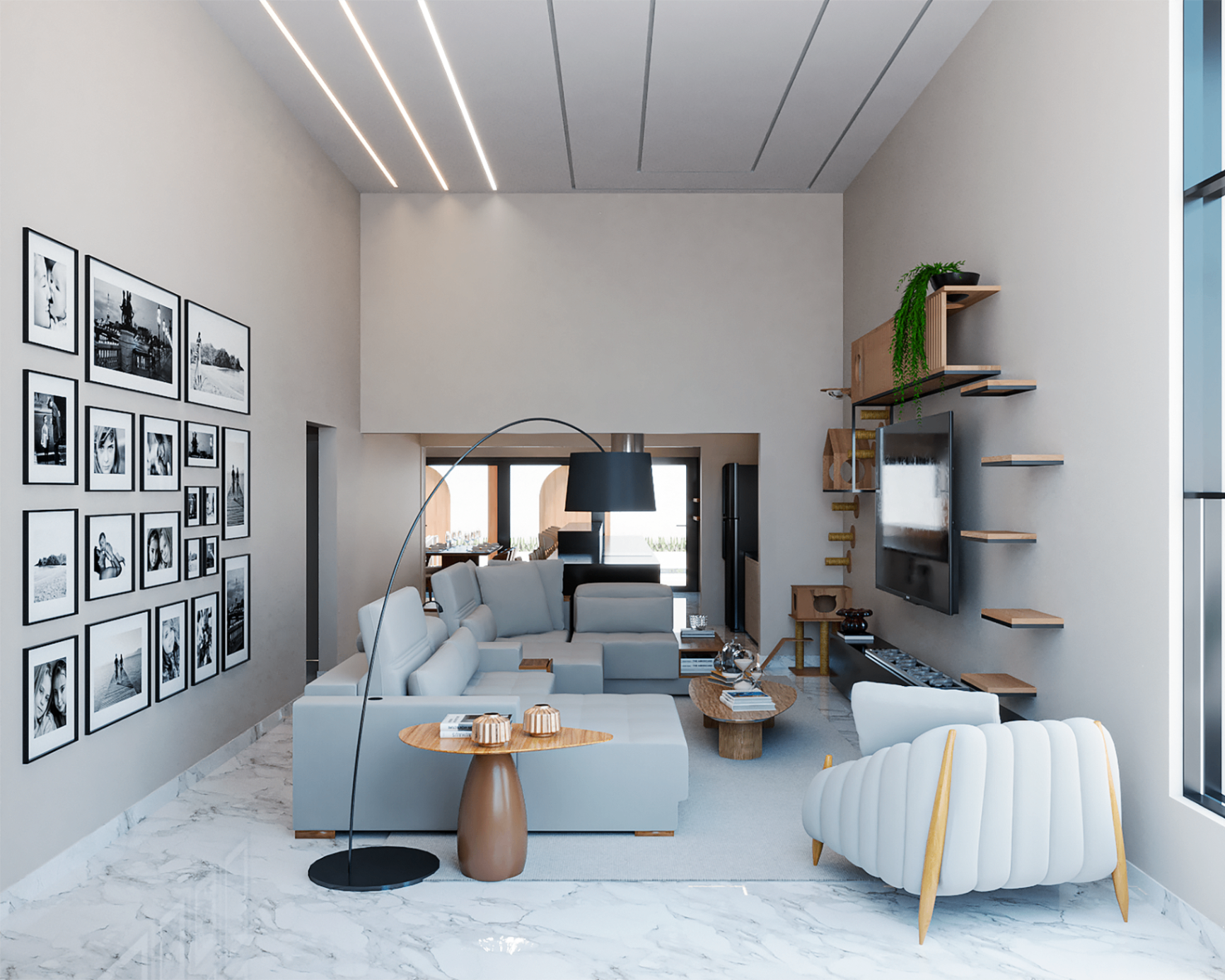 Interior residencial contemporâneo de alto padrão projetado pela Benedetti Arquitetura